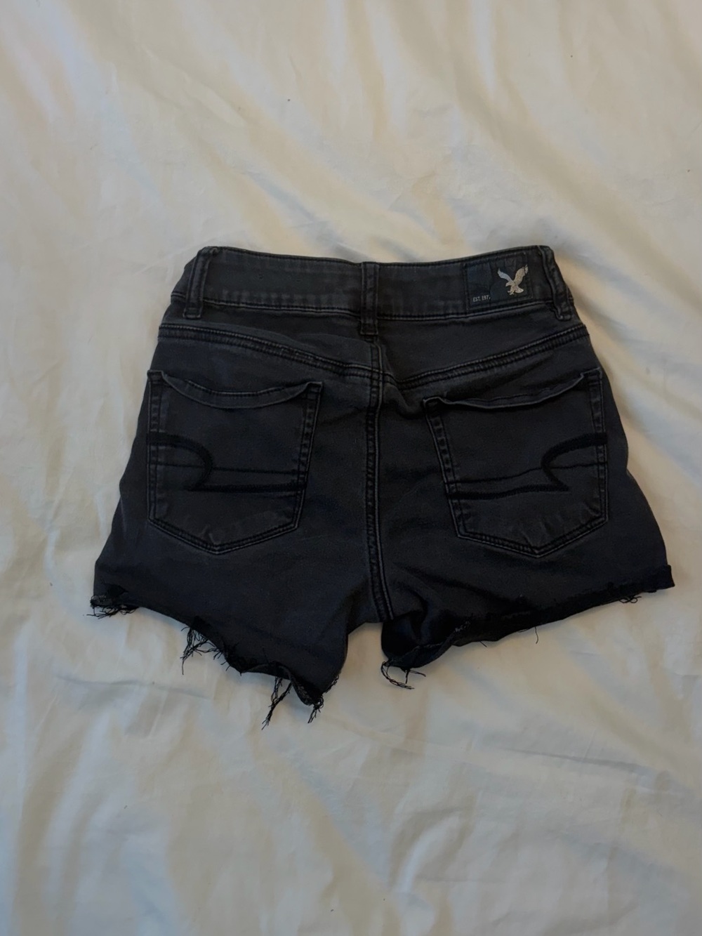 American Eagle Outfitters Black Distressed High-Rise Jean Shorts